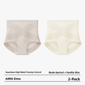 AIMO | High Waist Ice Silk Womens Underwear Thin Seamless Antibacterial Summer Shorts Abdomen Control Triangle Briefs Youth Fashion