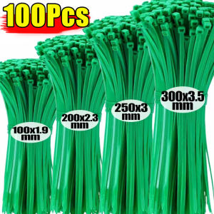 50/100pcs Heavy Duty Self Locking Nylon Zip Ties / Green Durable Garden Cable Zip Ties / Multi-Purpose Wire Plants Fence Fixed Fastener