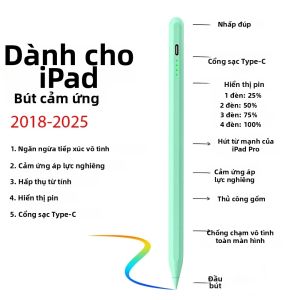 Bút Cảm Ứng iPad Pencil Dành Cho Air 6 M2 Pro M3 Với Tính Năng Chống Chạm Lòng Bàn Tay & Độ Nhạy Nghiêng Tương Thích Với iPad Pro 11/8/9/10/11th Mini 5/6/7 Sạc Nhanh Ghép Nối Không Dây