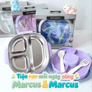 Hộp Đựng Thức Ăn Bằng Thép Không Gỉ Marcus & Marcus - Họa Tiết Hồng (2 Tầng)