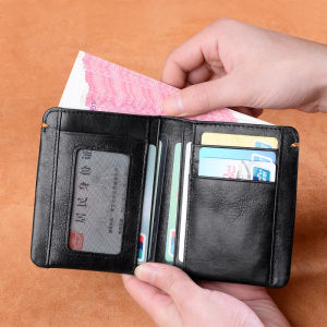 2023 Top layer Cowhide Walet Soft Genuine Leather Wallet Mens Credit Card Holder Luxury Moneybag Black Stylish Simple Wallets for Men