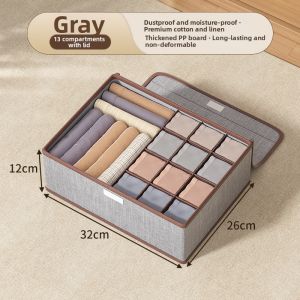Three Compartment Drawer Storage Box with Lid for Underwear