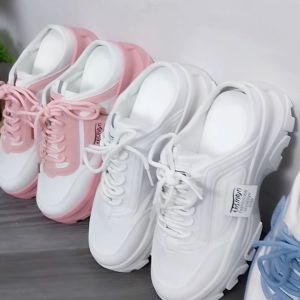SPT-16 Sneakers Tali Wanita Slip On Kasual Sporty Sepatu Jalan Kuliah Korea Woman Fashion Shoes