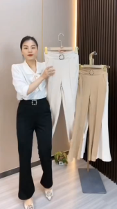 HAVE U Plus Size Pants Women High-waisted Trousers Straight Micro-pants