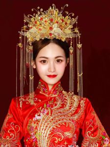 Wedding Bride Headwear Set Ancient Costume Phoenix Crown Coronet Hair Accessory New Style Alloy Electroplated Gold Plated Silver