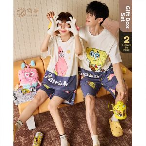 GONGDIE | Cotton Cartoon Couples Sleepwear Set