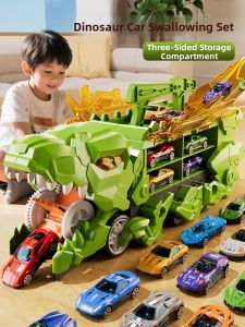 BABYSHOME | Dinosaur Swallow Design Alloy Car Toy With Track Parking