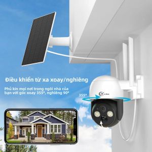 Camera An Ninh Năng Lượng Mặt Trời XVIM 4MP Không Dây WiFi PTZ Ngoài Trời Với Tầm Nhìn Ban Đêm Màu Sắc Phát Hiện Chuyển Động Người Âm Thanh Hai Chiều & Thông Báo Đẩy Qua Ứng Dụng