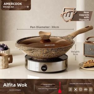 AMERCOOK | Granite and Titanium Non-stick Flat Pan