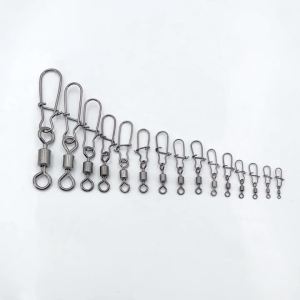 30pcs Rolling Swivel W/ Interlock Snap Pike Fishing Accessories Connector Pin Rigging Weight Sinker Fishhook Lure Swivels Tackle