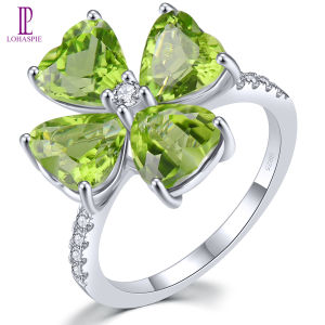 Lohaspie Jewelry Real 4.8 Carats Solid Sterling Silver 925 Ring Original Natural Peridot Ring 925 Silver Ring Women Original Peridot Engagement Ring For Women Silver 925 Jewelry