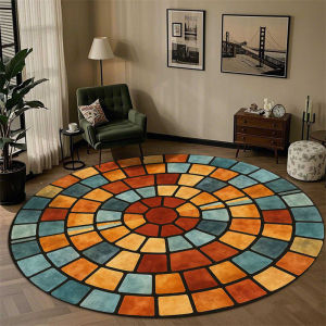 VIKAMA Halloween Witch Round Rug Non Slip Mystic Bedroom Floor Mat