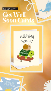 Get Well Soon Card - Funny Turtle Snail Design with Envelope Cute Gift Get Well Soon Greeting Card
