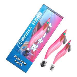 Huaji | Mồi Cá Tôm Mực Gỗ Có Đèn UV và Chuông