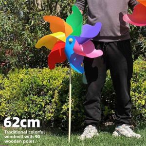 gumahus | Large Colorful Wooden Windmill Outdoor Decoration for Children