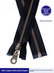 YKK Zipper No. 5 Metal Copper Black Single Head Clothes and Bags Extended down Jacket Outwear Zipper Parts