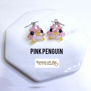 [D.T.C Crystals] Handmade Swarovski Penguins Earrings - Pink