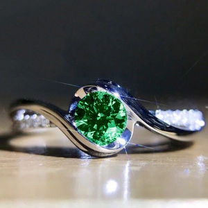 Huitan Luxury Trendy Women Wedding Rings White/Pink/Green/Blue Cubic Zirconia Engagement Accessories Fashion Jewelry Wholesale
