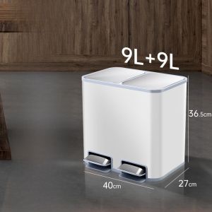 Kitchen Living Room Large Size Stainless Steel Foot Pedal Dual Bucket Trash Can Classification Household Waste Separation