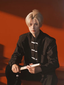 New Chinese Mens Clothing Chinese Style Chinese Knot Button Shirt Mens Fancy Zhongshan Suit Long Sleeves Shirt Modified Version Han Dynasty Outwear