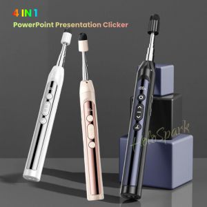 4 IN 1 Wireless Presenter Presentation Remote Presentation Laser Clicker with Retractable Pointer 2.4GHz USB Powerpoint PPT Clicker Flip Pen for Office Teacher