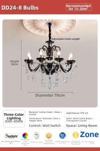 French Vintage Luxury Chandelier Black