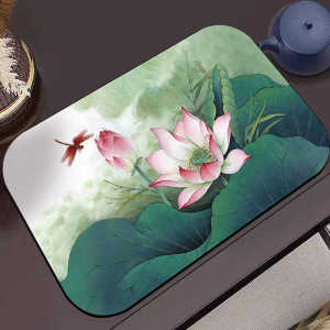 New Chinese Style Dining Mat Leather Tea Ceremony Pad Waterproof Oilproof No-Wash Zen Style Table Flag with Coaster