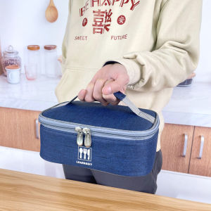 Flat Lunch Box Insulated Bag Student Handheld Aluminum Foil Thermal Bento Bag Stylish Office Workers Lunch Bag Korean Style