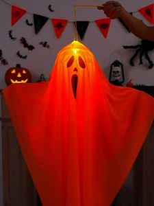 Halloween Decorations Flying Ghost Hanging LED Lights Bar Halloween Party Supplies Dress Up Glowing Wizard Ghost Lamp