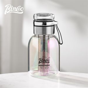 Bincoo Máy pha cà phê Máy pha cà phê lạnh Máy pha cà phê thủy tinh đá Trà cà phê bia với thép không gỉ có thể tháo rời đệm kín khí lạnh Brew bình với bộ lọc cho đá Trà cà phê trái cây đồ uống sản xuất bia