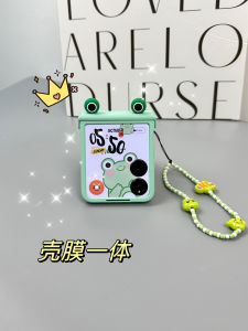 เคสโทรศัพท์มือถือแบบพับได้พร้อมสายรัดข้อมือ ป้องกันการตกหล่น ป้องกันรอยขีดข่วน ป้องกันรอยนิ้วมือ สำหรับ Xiaomi MixFlip2 Honor MagicV Flip Moto RAZR50 Ultra