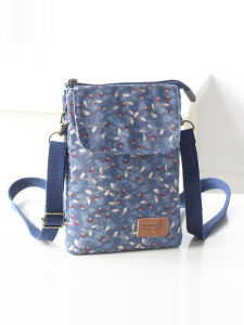 กระเป๋าสะพายข้างผ้าลายดอกไม้สไตล์ลำลองสำหรับฤดูร้อน กันน้ำ กระเป๋าใส่โทรศัพท์มือถือแบบมีซิป กระเป๋าใส่เหรียญ กระเป๋าสะพายข้างแบบลำลองสำหรับผู้หญิง
