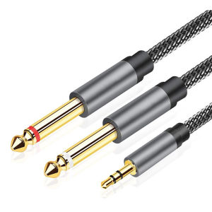 Cáp Chuyển Đổi Y 3.5mm Đực Sang 2 Jack 6.35mm Aux TRS Sang Giắc Mono 6.5mm Cho Mixer Amplifier Cáp Âm Thanh Y