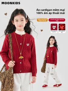 Moonkids | Girls Autumn Winter Red Knit Cardigan