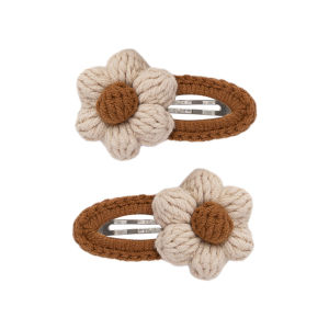 2Pcs/Lot Korean Handmade Sunflower Hair Clips for Baby Girls Crochet Hairpins Hairgrips Boutique Safety Knitted Kids Hair Bows