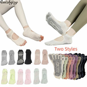 Ruizhijzg Hàng sẵn có cotton tất năm ngón chân tất Yoga cho thoáng khí cho nữ vớ chống trượt Nữ Cô Gái thể thao khiêu vũ tất ngắn cổ đến mắt cá chân thuyền xỏ ngón sock thời trang