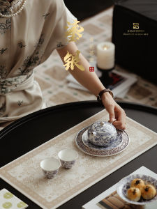 Mr. Jis Luxury Silver-Plated Blue-and-White Dotted Lotus High-End Gongfu Tea Set with Two Cups in Gift Box Suitable for Elders