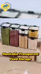 YHF Premium Stackable Transparent Food Storage Containers – Durable Plastic for Organizing Food