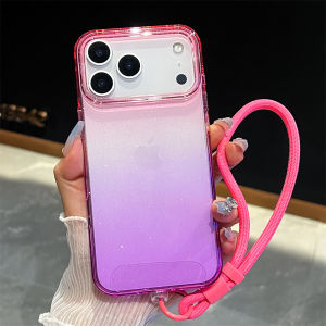 Ốp Điện Thoại Trong Suốt Có Màu Chuyển Sắc Cho iPhone Mặt Sau Bằng TPU Chống Sốc Kèm Dây Đeo Cổ Tay Tương Thích Với Các Mẫu Pro Max Plus