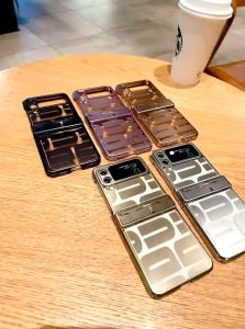 Hard Case PC Transparan Trendy Phone Cover Hard Shell Kompatibel Untuk Oppo Find N3 Flip & Samsung Z Flip 5