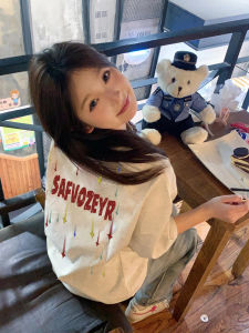 American XINGX Pure Cotton Short Sleeve T-Shirt Womens Summer 2024 New Design Sense Niche Style Couple Loose Half-Sleeve Top