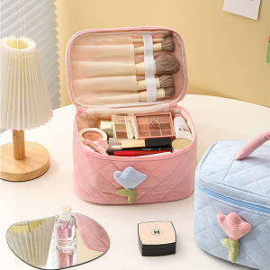 Cute Corduroy Makeup Bag Cute Decorative Female Storage Bag Portable Large-capacity Cosmetic Storage Bag