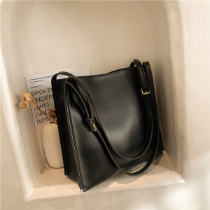 Retro Large Capacity Womens Tote Bag Fashionable Simple Match All Autumn New Style Single Shoulder Handbag PU Leather