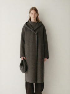 INSIS FEMME | Wool Fleece Yurt Style Sash Trim Bathrobe Feel Collar Long Coat
