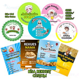 Stiker Label Kemasan Lucu Estetik | Untuk Usaha Minuman Kue Skincare Snack