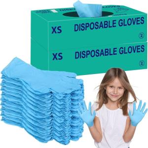Kids Disposable Nitrile Gloves 6-14 Years Children Cleaning Gloves for Crafting Painting Playing Cooking Latex & Powder Free