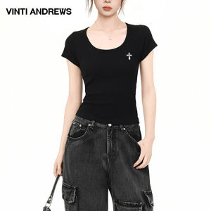 White U-Neck Short Sleeve Fitted Waist-Taming Womens Tee