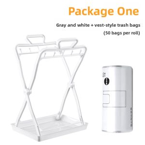 New Upgraded Foldable Kitchen Trash Can Holder with Tray Plastic Bag Storage Rack Handheld Garbage Bag Bracket Home Cleaning Tools