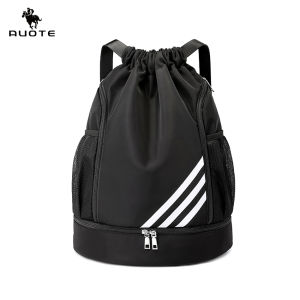 AUOTE กระเป๋าเป้สะพายหลังสำหรับไปยิมและกระเป๋าว่ายน้ำกระเป๋าเป้สะพายหลังเเบบเชือกรูดกันน้ำได้สำหรับเด็กและผู้ชายและผู้หญิงพร้อมช่องใส่รองเท้า