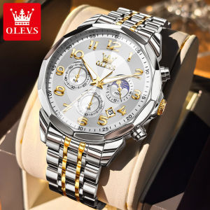 OLEVS Watch For Men Waterproof Original Stainless Steel Luminous Calendar Business Chronograph Casual Wristwatch